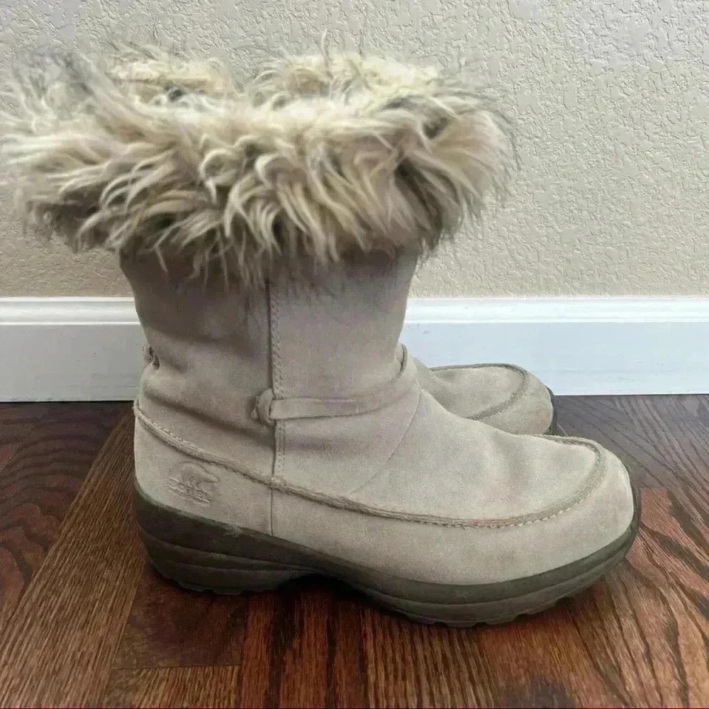 Sorel Northern Lite Tall Snow Boot Suede Faux Fur Tan NL1431-265  Zip Size 9